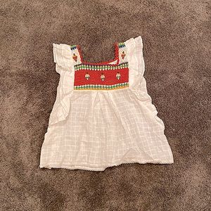 Zara short sleeve knitted top, size 10Y, color white, red, green, yellow, blue.